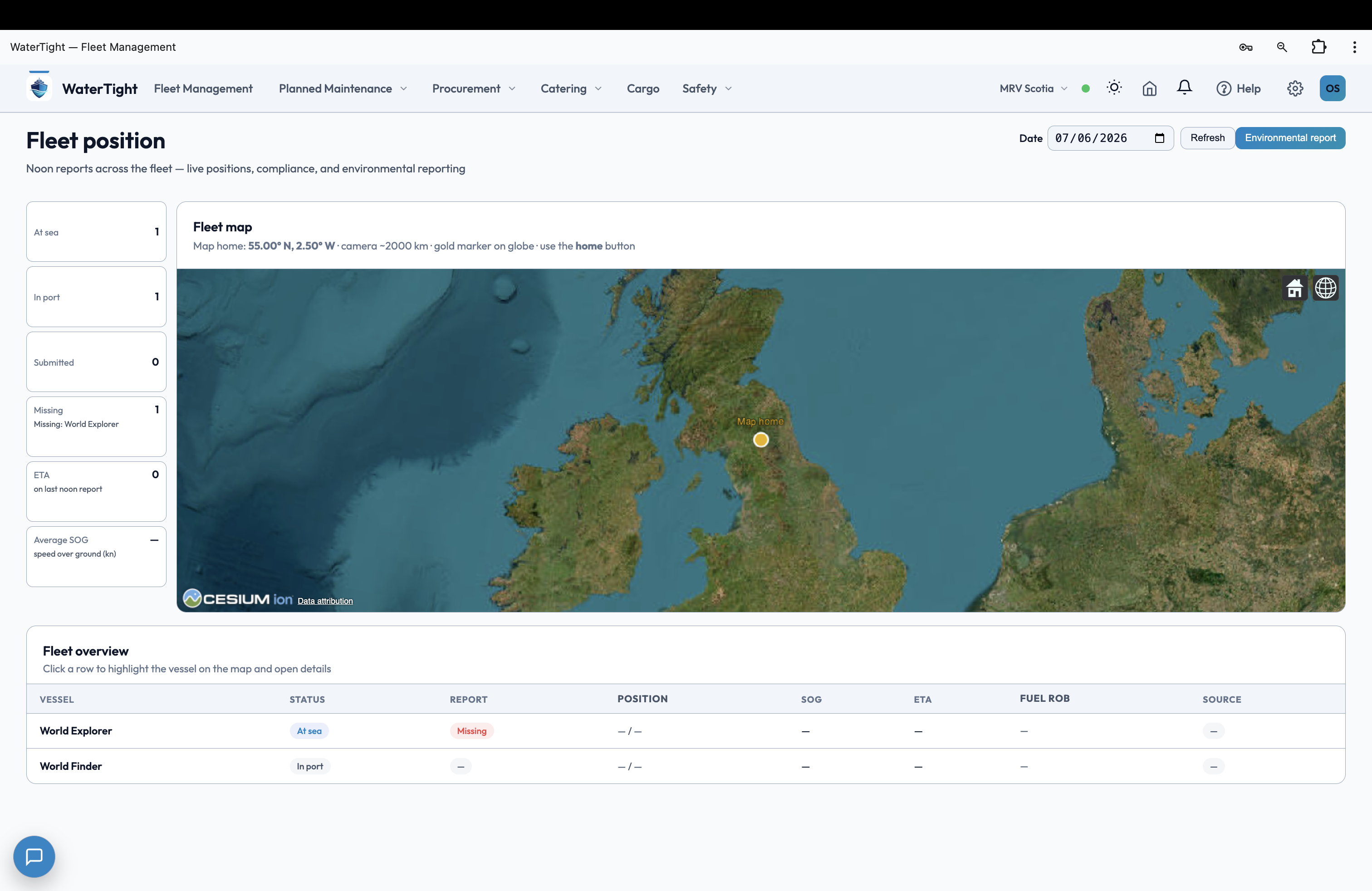 Feature — fleet position (desktop)