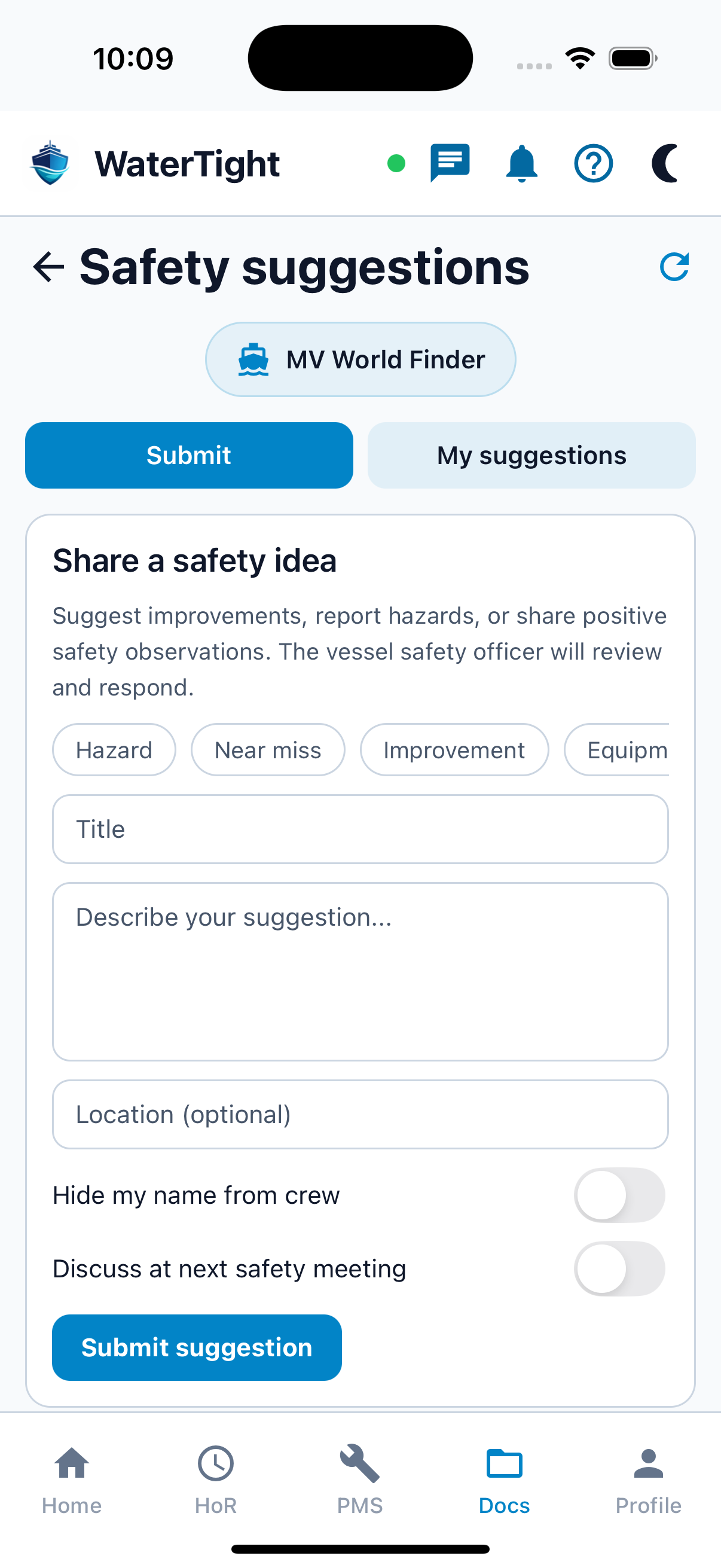 Feature: safety management (mobile)